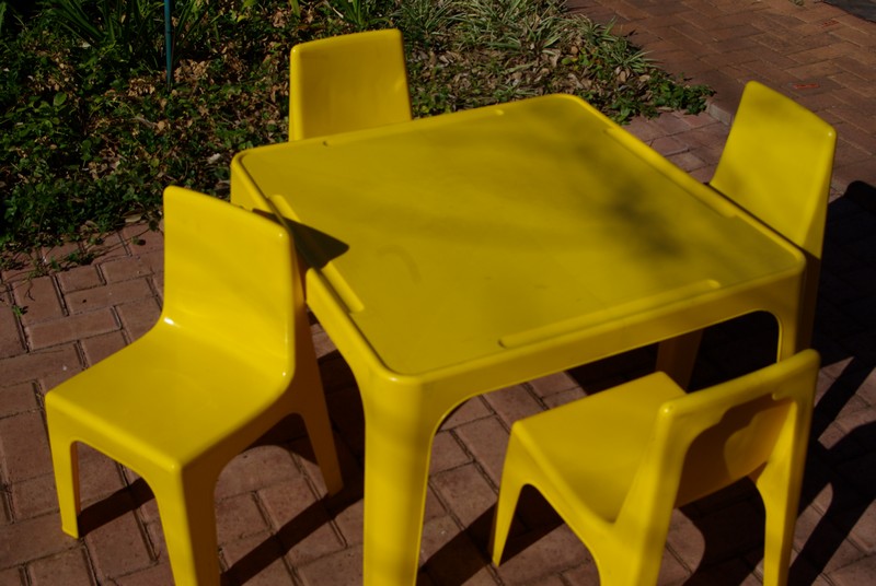 tables and chairs (yellow) for party hire bloemfontein